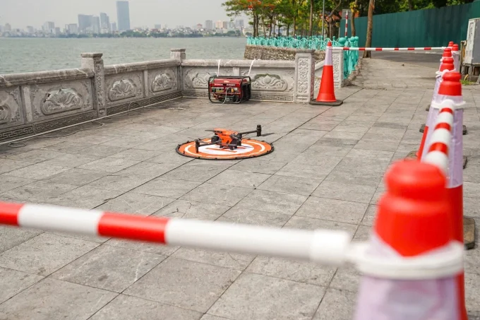 Khu vực thử nghiệm UAV tại Hồ Tây. Ảnh: Việt Thắng