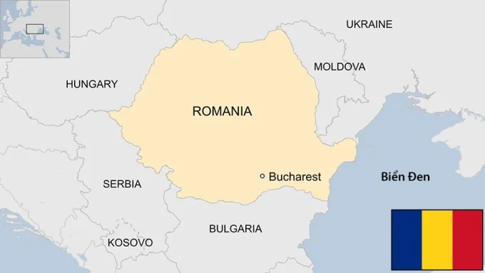 Vị trí Romania và Ukraine. Đồ họa: BBC
