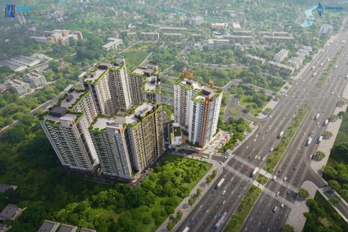 Phối cảnh cảnh quan tổng thể dự án Destino Centro nhìn từ trên cao. Ảnh: Destino Centro