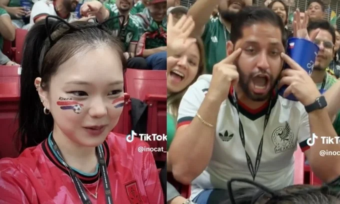 Nữ streamer Hàn Quốc bị phân biệt chủng tộc trong trận đấu World Cup 2026 trên sân Guadalajara, Zapopan, Mexico hôm 12/6. Ảnh: chụp màn hình
