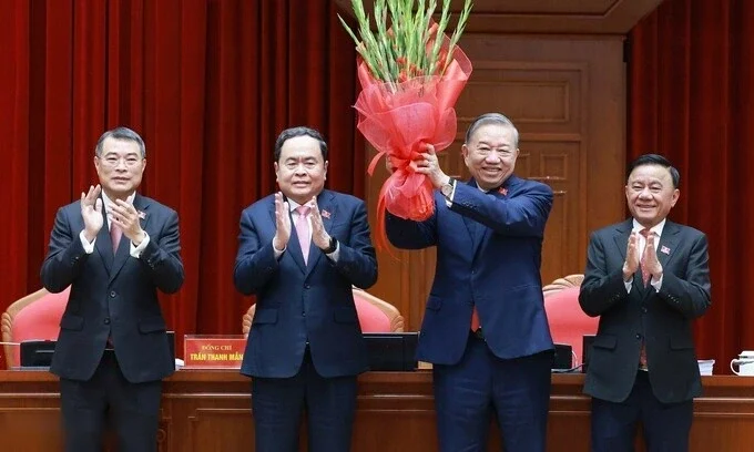 Lãnh đạo chủ chốt Đảng và Nhà nước, gồm: Tổng Bí thư, Chủ tịch nước Tô Lâm; Thủ tướng Lê Minh Hưng; Chủ tịch Quốc hội Trần Thanh Mẫn; Thường trực Ban Bí thư Trần Cẩm Tú. Ảnh: Giang Huy