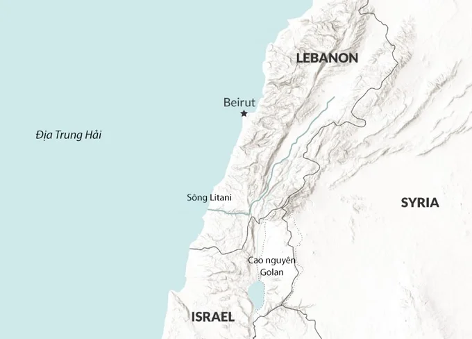 Vị trí Israel và Lebanon. Đồ họa: RANE