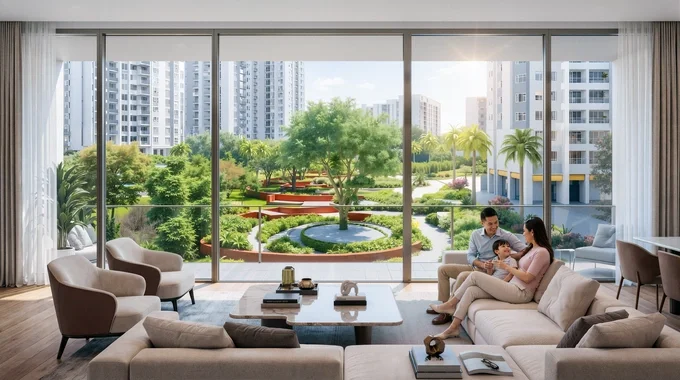 Phối cảnh không gian phòng khách tại căn hộ Viha Flora. Ảnh: Viha Flora