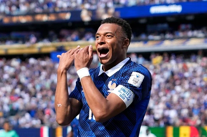 Kylian Mbappe ăn mừng bàn thắng trong trận Pháp – Senegal trên sân MetLife, New Jersey, Mỹ ngày 16/6/2026. Ảnh: AP
