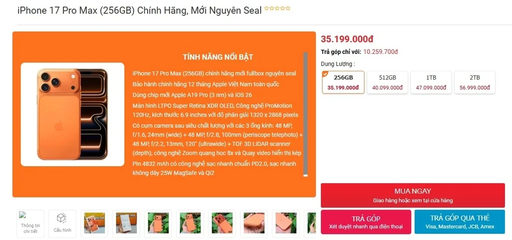 Giá iPhone 17 Pro Max giảm về mức thấp nhất từ khi lên kệ tại Việt Nam - 1