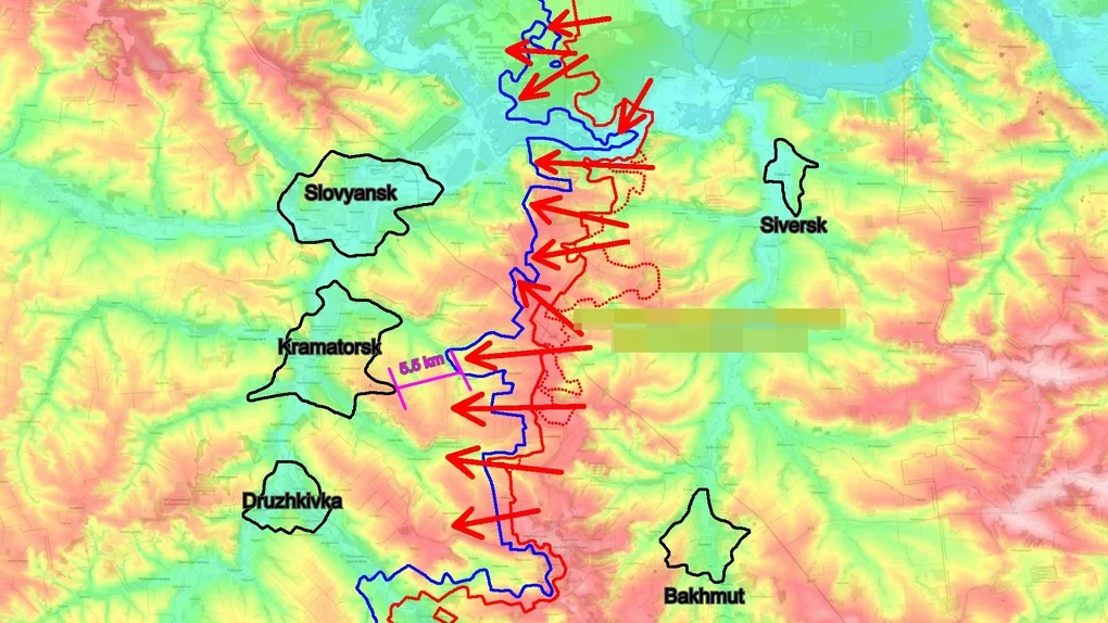 Tuyến phòng thủ chiến thuật gần vành đai pháo đài Donetsk. Đồ họa: X/AMK Mapping