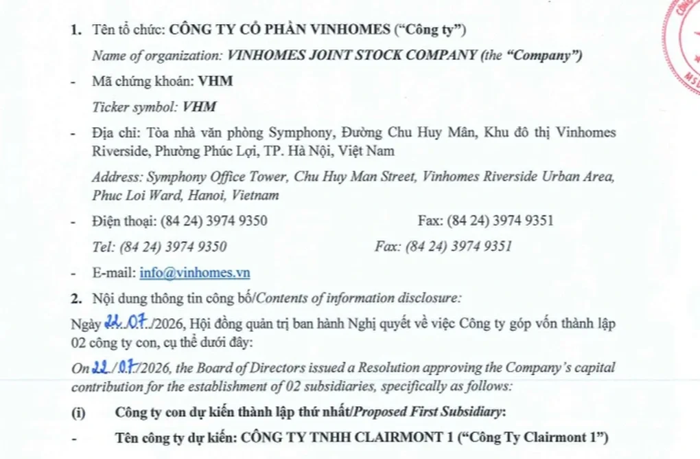 Vinhomes lập thêm 2 công ty bất động sản tại Hải Phòng - 1