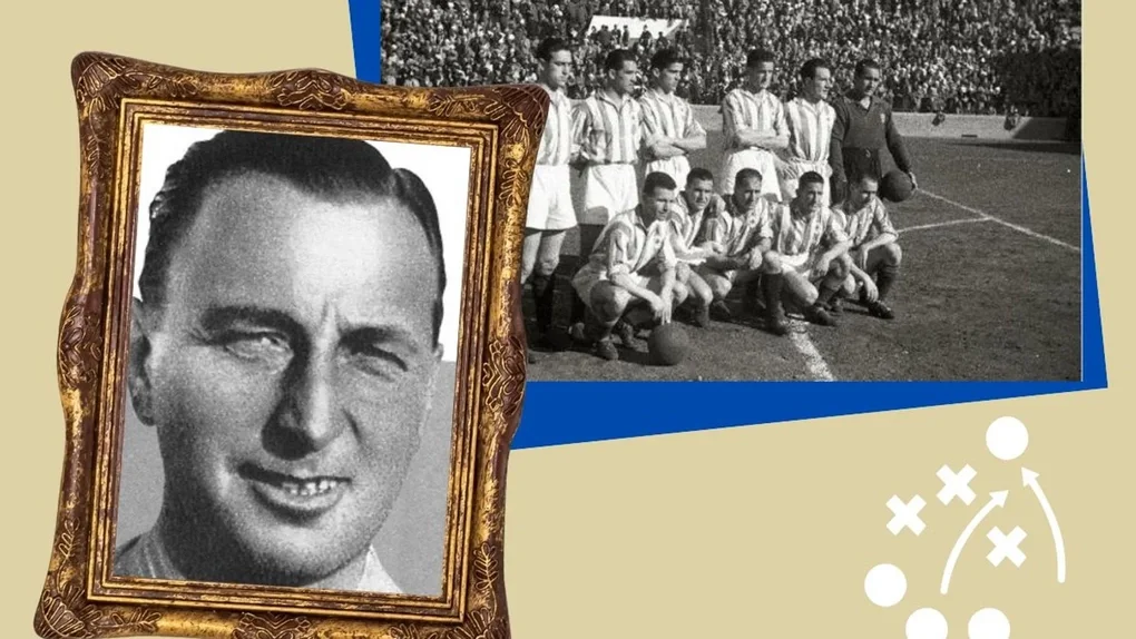 Chân dung HLV Horace Harry Lowe (trái) và một trong những đội hình xuất phát của Real Sociedad ở thập niên 1930. Ảnh: El Diario Vasco