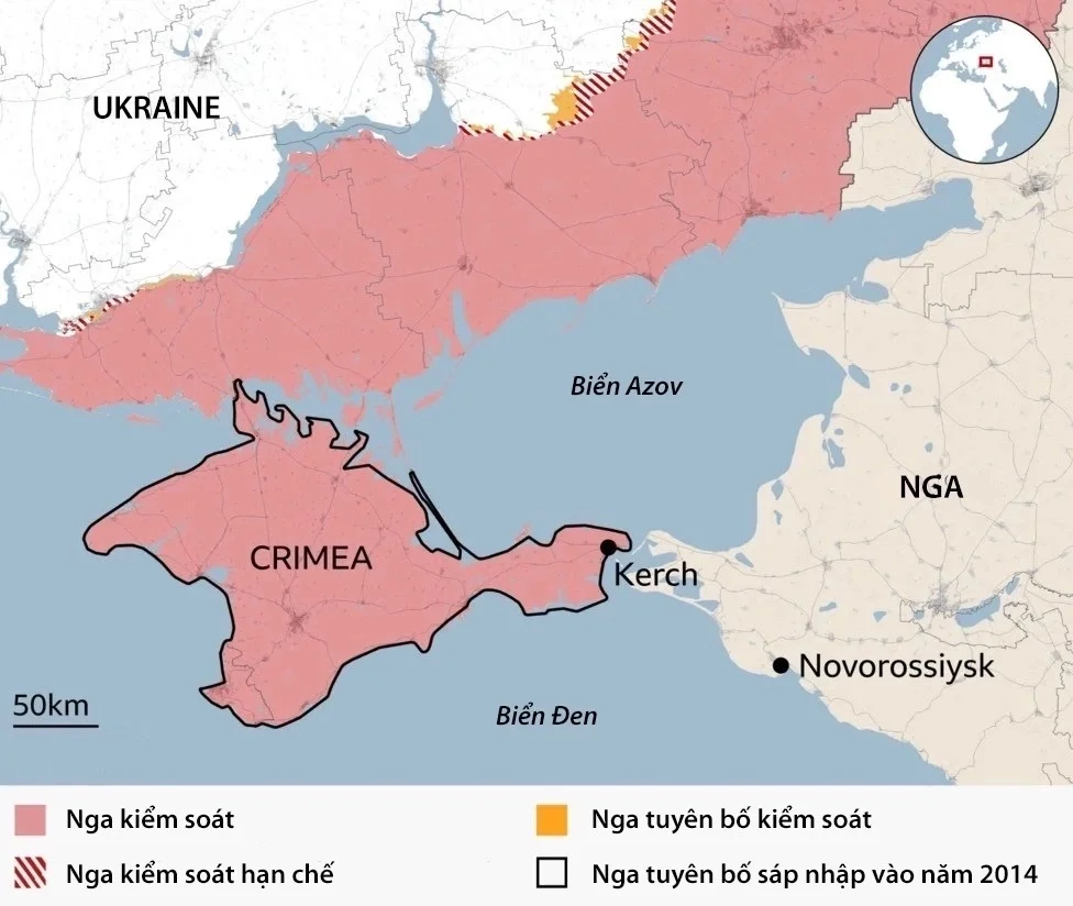 Vị trí biển Azov và biển Đen. Đồ họa: BBC
