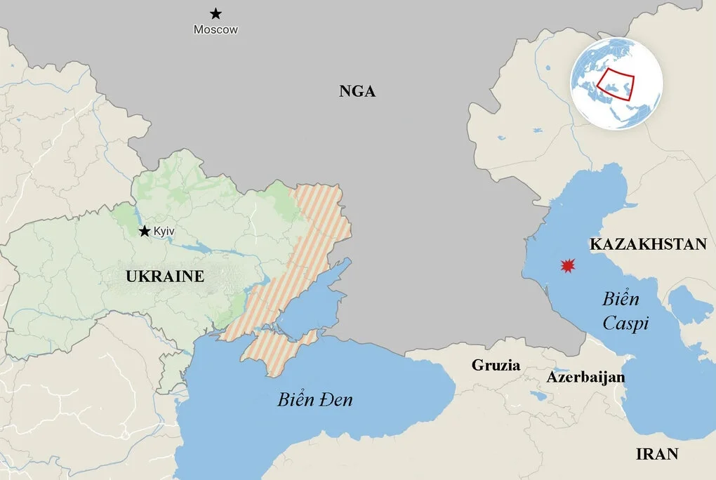 Vị trí Nga, Iran, Ukraine và biển Caspi. Đồ họa: Euromaidan Press